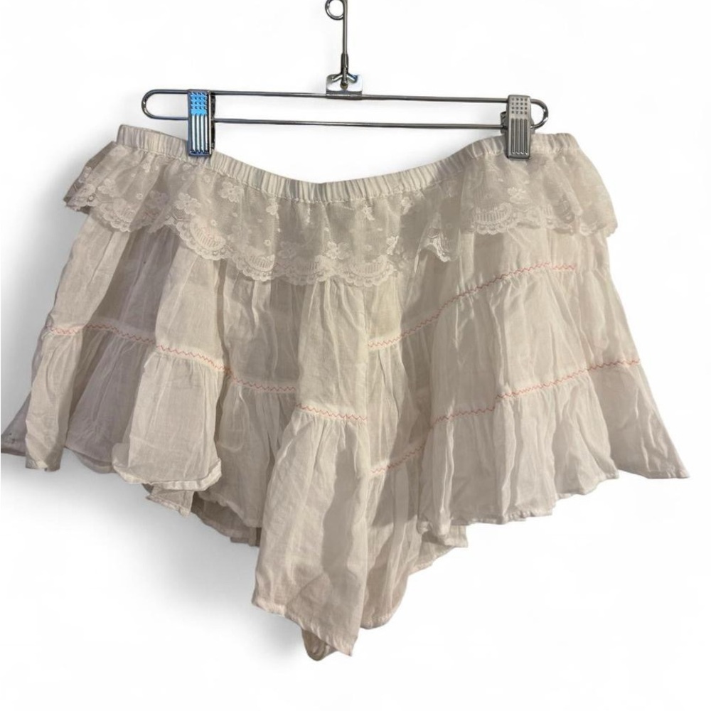 Free People In Full Swing Shorts White Lace Ruffle Boho M - Picture 5 of 14